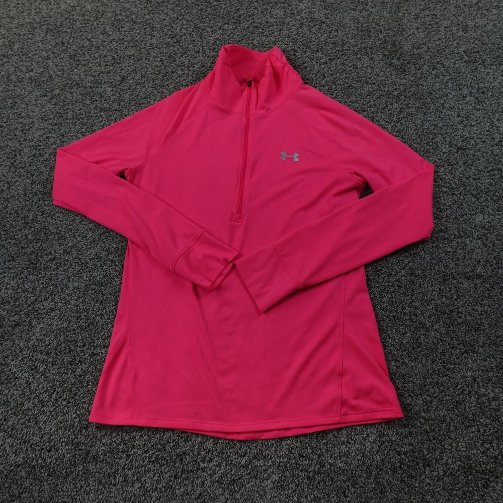 Under Armour Pullover Womens M Pink 1/4 Zip Long Sleeve Performance Gym Workout